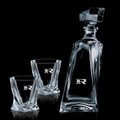 24 Oz. Bonham Crystalline Decanter w/ 2 On The Rocks Glasses